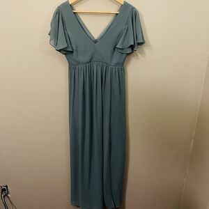 Birdy Gray Hannah Empire Dress Maxi Chiffon Pockets Slit Wedding‎ Guest Sz S